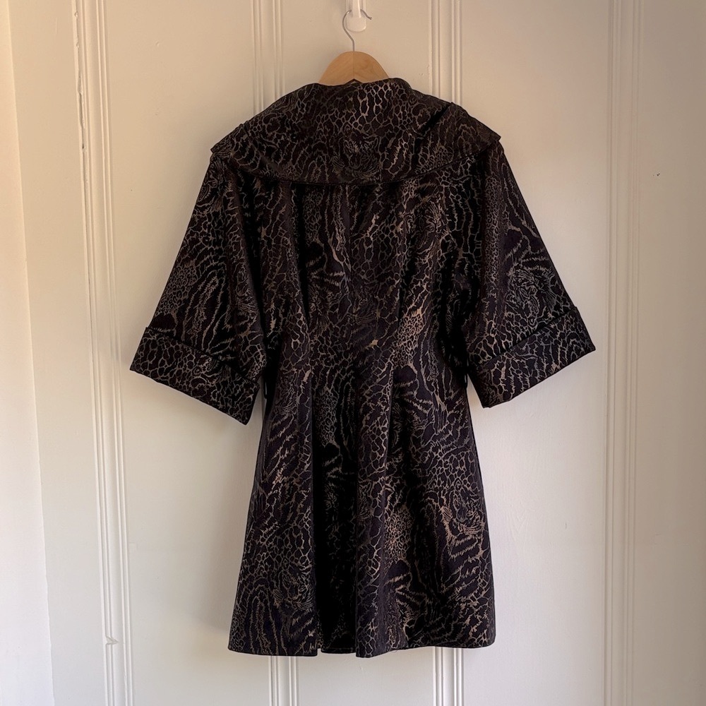 Y2K Metallic Animal Print Navy and Bronze Tiger Jacket Coat - Picture 2 of 7